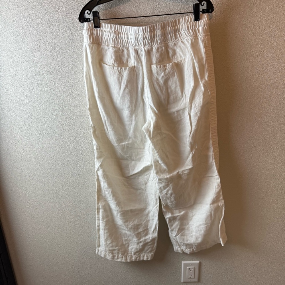 Athleta Cabo Linen Wide Leg Crop Pant White Casual Athleisure Active Women’s 6 - Picture 8 of 10
